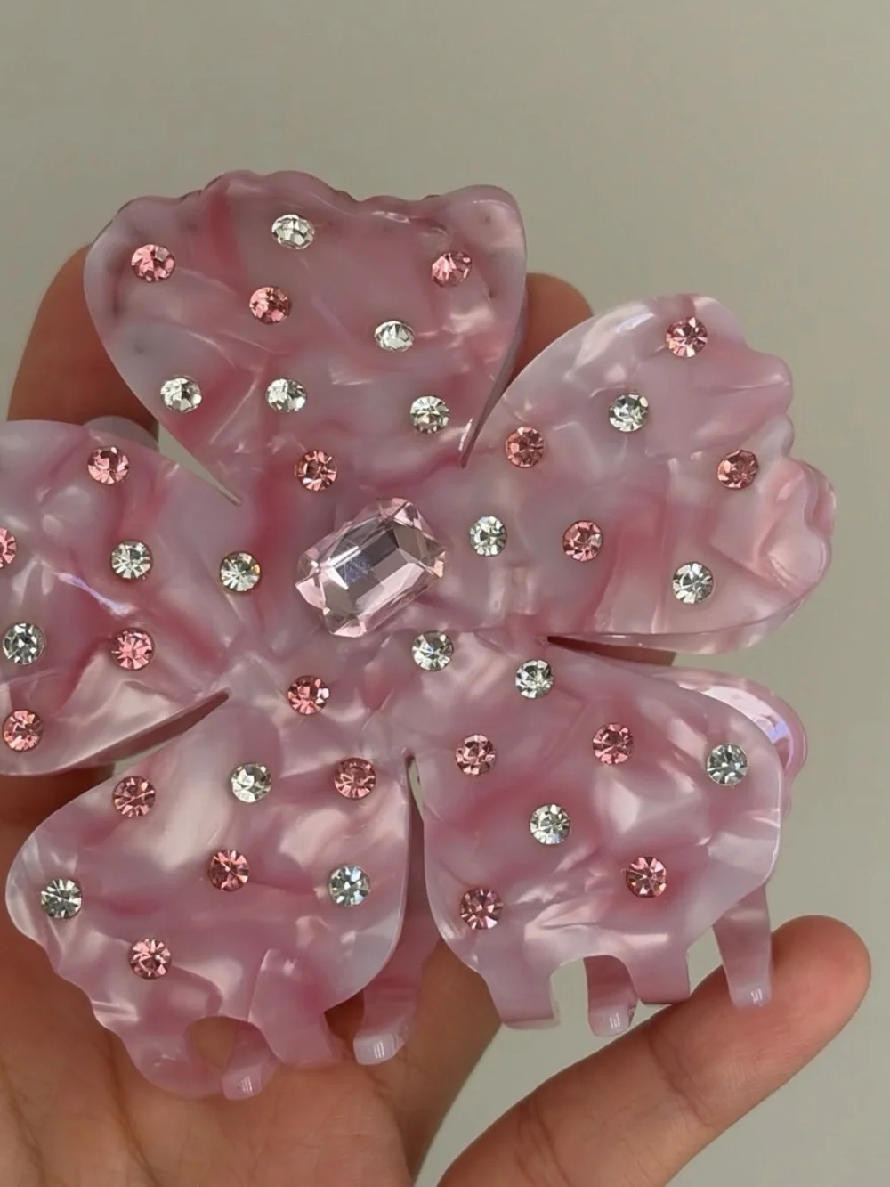 Pink Crystal Flower Hair Clip - flora hairclip by nana Jacqueline